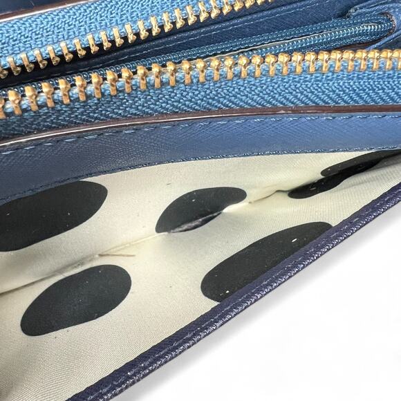 Kate Spade NEW YORK Two-Tone Blue Saffiano Leather Slim Bifold Wallet EUC - Picture 14 of 15